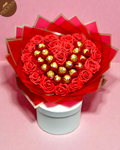 Luxe Ferrero with Heart Red Roses Hand-Tied Chocolate Bouquet Gift – Valentine Edition