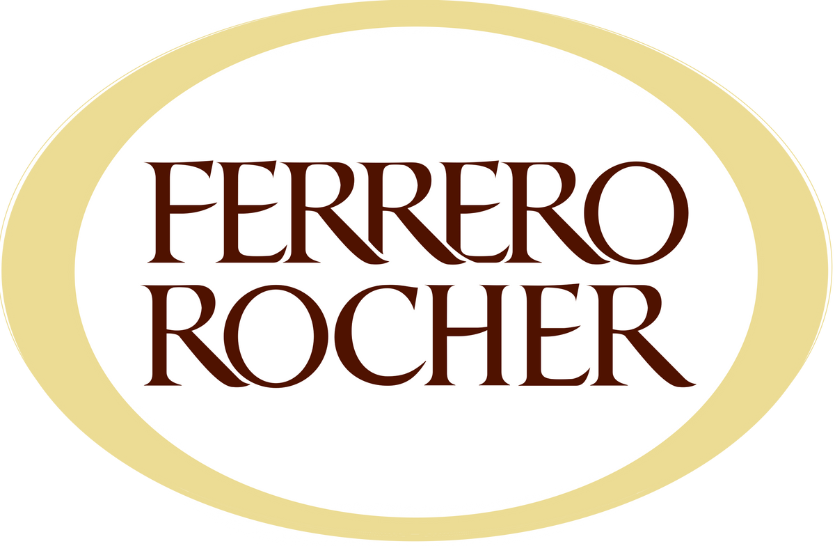 Ferrero Rocher logo with gold oval border on white background