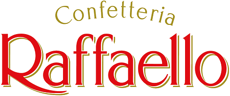 Logo of Confetteria Raffaello with red and gold text on a green background