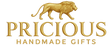 Logo of 'Pricious Handmade Gifts' with a gold lion on a white background