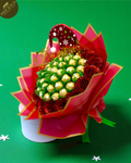 Christmas Ferrero Rocher with Red Glitter Roses Hand-Tied Chocolate Bouquet Gift